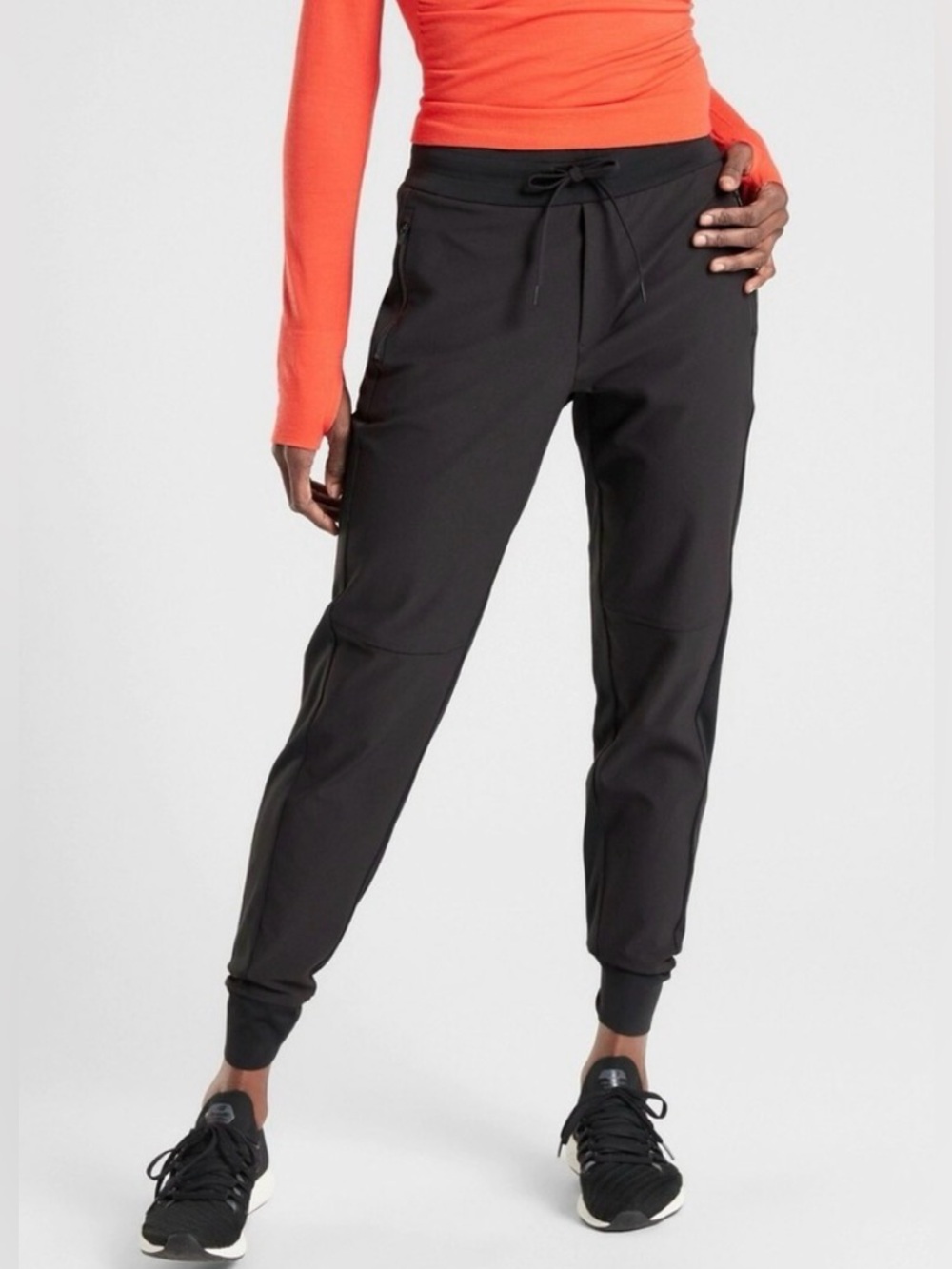 ATHLETA Headlands Hybrid Trek Mid Rise Jogger Drawstring Black Size 12